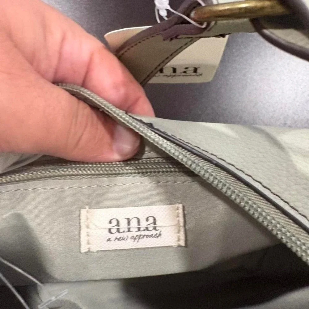 a.n.a a new approach Sage Green Faux Leather Buckle Crossbody Hobo Bag NEW